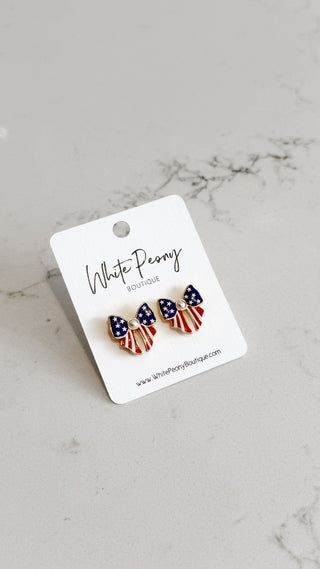 Patriotic Bow Earrings. *Final Sale*