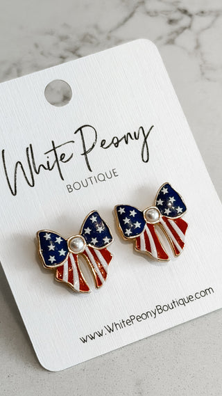 Patriotic Bow Earrings. *Final Sale*