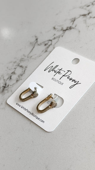 CZ U Shape Pave Huggie Earrings. *Final Sale*