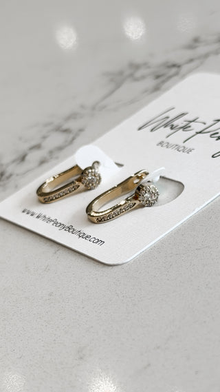CZ U Shape Pave Huggie Earrings. *Final Sale*