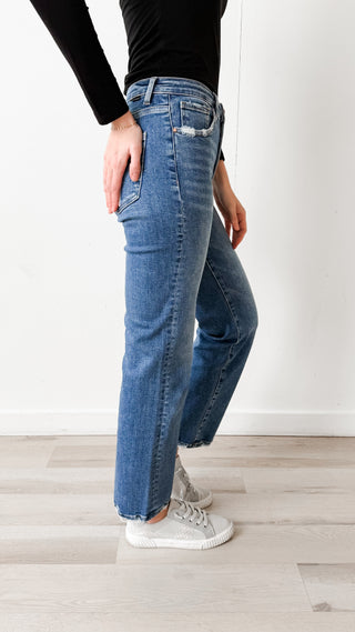 Risen Tummy Control High Rise Ankle Straight Jeans