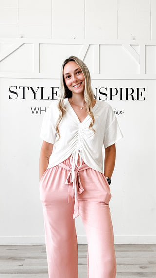 Sienna Ruched Front V-Neck Tee