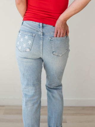 Judy Blue Americana Flag Cuff Jeans *Final Sale*