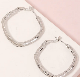 Layered Square Latch Hoop Earrings