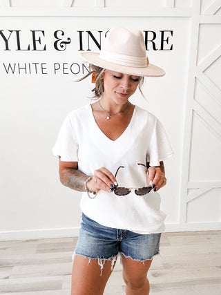 Lynn V-Neck Flutter Sleeve Top *Final Sale*