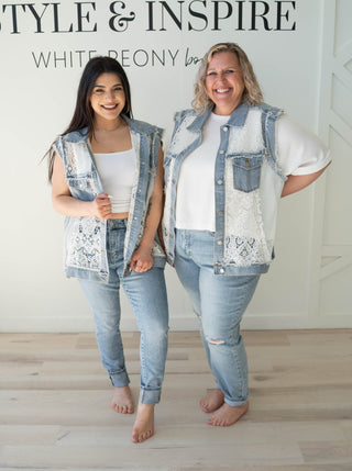 Jessica Denim and Crochet Lace Vest