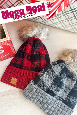 Buffalo Plaid Pom Hat *Final Sale*