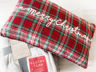 Merry Christmas Tartan Pillow