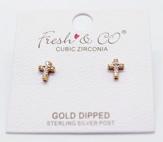 Mini CZ Cross Earrings