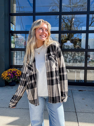 Nina Plaid Button Up Top