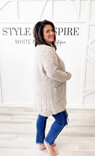 Pamela Long Line Cable Knitt Cardigan