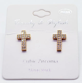 Pave CZ Cross Earrings