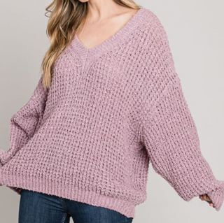 Sally V-Neck Waffle Knit Sweater