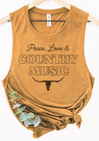 Peace, Love & Country Music Graphic Tank