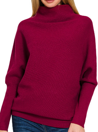 Harper Mock Neck Dolman Sleeve Sweater