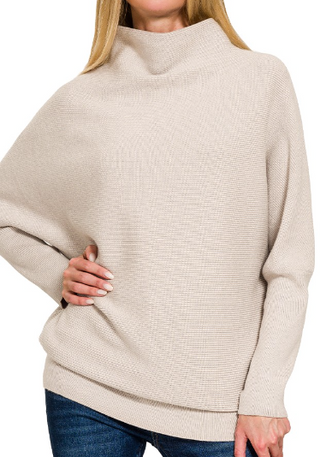 Harper Mock Neck Dolman Sleeve Sweater