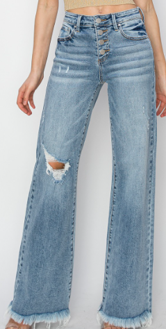 Risen MR Button Down Wide Leg Jeans