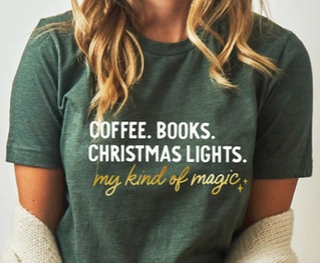 Coffee. Books. Christmas Lights. Graphic Tee *Final Sale*