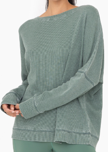 Marta Waffle Ribbed Pullover Sweatshirt