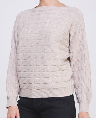 Erin Horizontal Cable Knit Pointelle Sweater