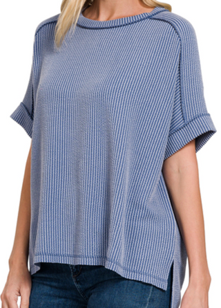 DeNay Cable Rib Raw Edge Top