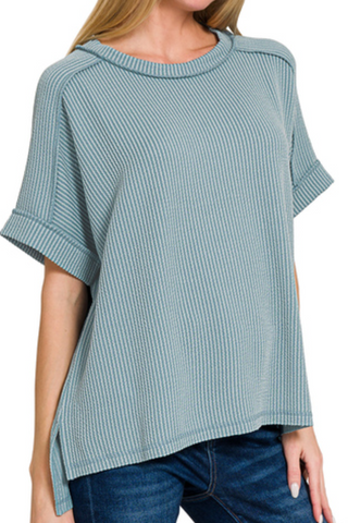 DeNay Cable Rib Raw Edge Top