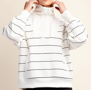 Carmen 1/4 Zip Modal Stripe Pulover