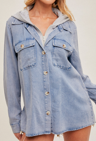 Sonya Hooded  Button Down Shacket