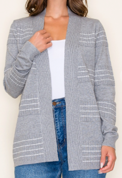Blythe Stitched Stripe Open Cardigan