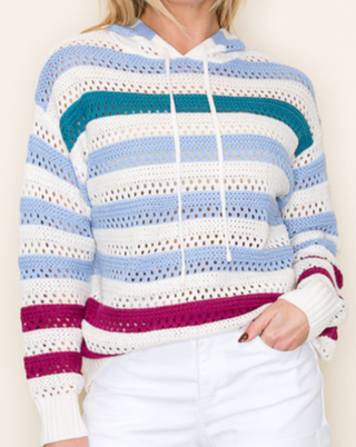 Veda Crochet Striped Hoodie