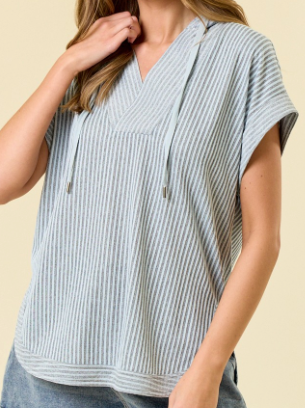 Allison Hooded Short Sleeve Lightweight Sweatshirt