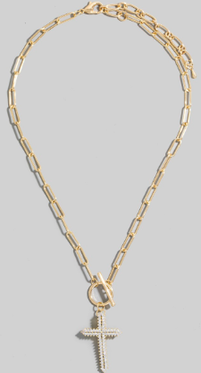 Pave Cross Toggle Chain Necklace *Final Sale*