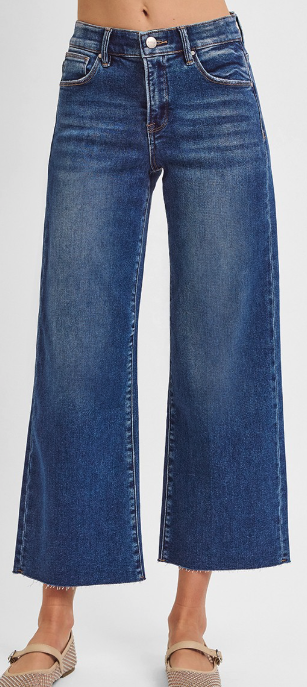 Risen Tummy Control Wide Crop Jeans