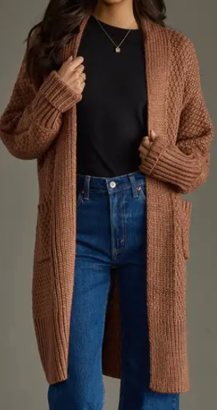 Mora Chunky Long Line Open Cardigan