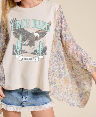 Free Bird Vintage Graphic Kantha Top