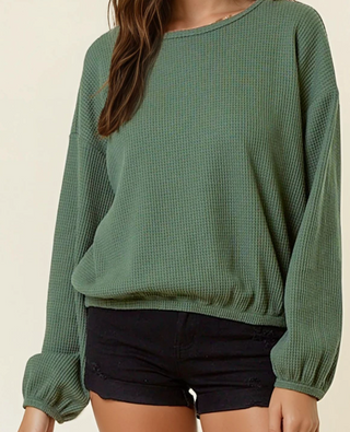 Kendra Waffle Texture Boatneck Top