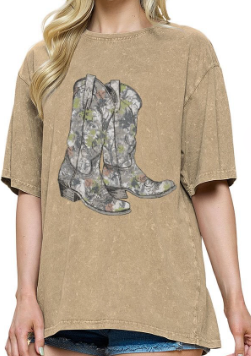 Camo Cowboy Boots Graphic Tee