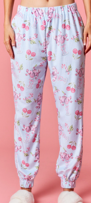 Martini Santa Velvet Bow Pajama Joggers