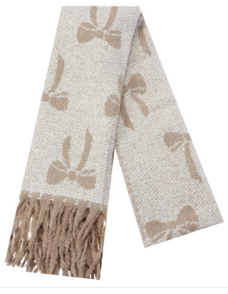 Ribbon Pattern Fringe Oblong Scarf.  *Final Sale*