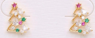 CZ Christmas Tree Earrings. *Final Sale*