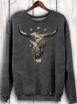 Camo Long Horn Graphic Sweatshirt  *Final Sale*