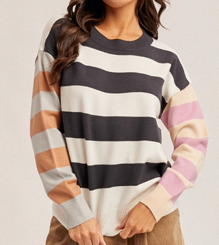 Elle Color Block Stripe Sweater
