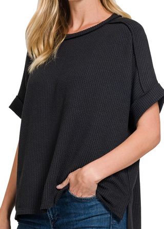 DeNay Cable Rib Raw Edge Top *Final Sale*