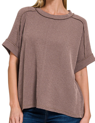 DeNay Cable Rib Raw Edge Top *Final Sale*