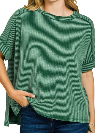 DeNay Cable Rib Raw Edge Top *Final Sale*