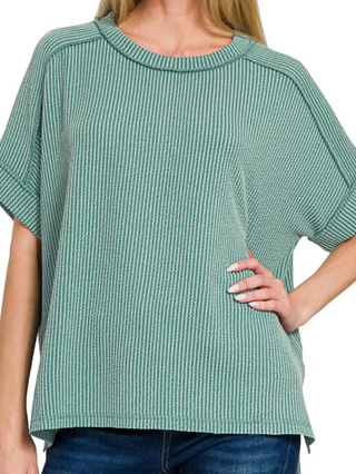 DeNay Cable Rib Raw Edge Top *Final Sale*