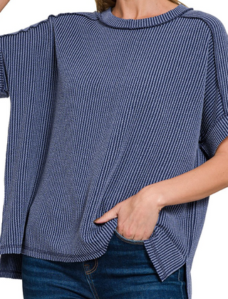 DeNay Cable Rib Raw Edge Top *Final Sale*