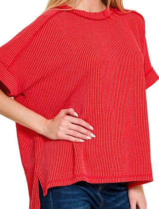 DeNay Cable Rib Raw Edge Top *Final Sale*