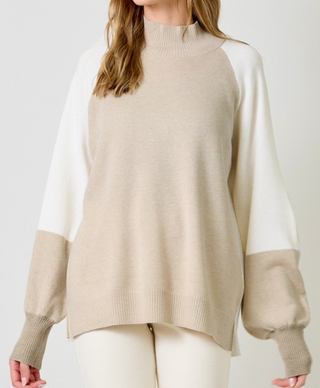 Marlee Mock Neck Color Block Sweater