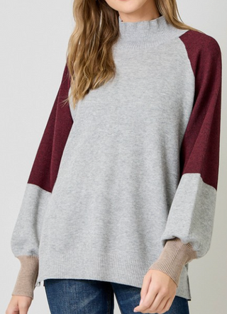 Marlee Mock Neck Color Block Sweater